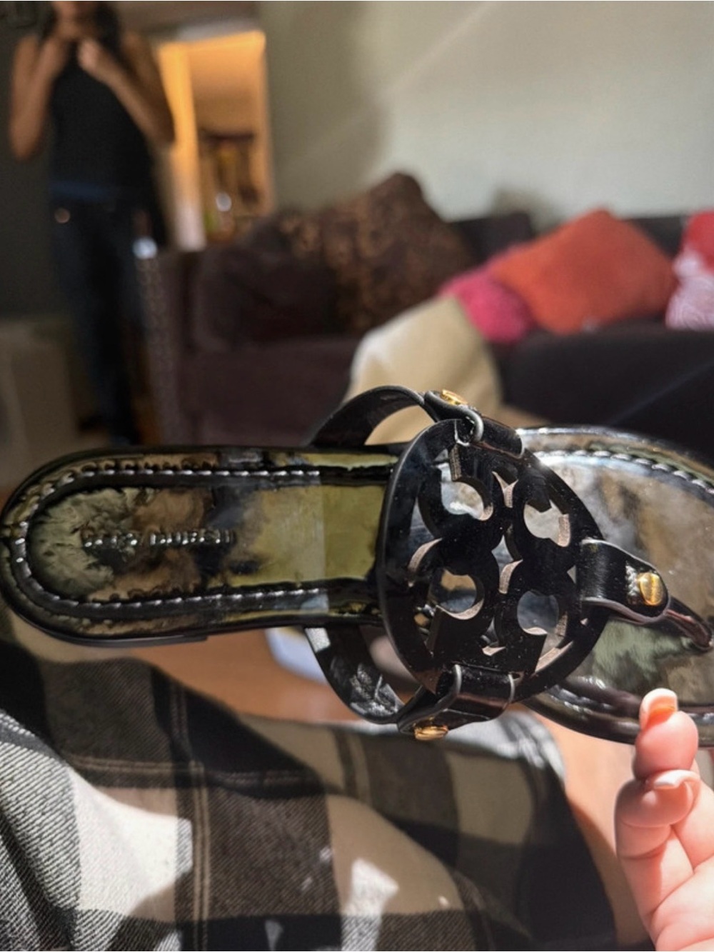 Tory Burch Black Miller Sandals With Gold Accent
